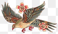 PNG Tattoo illustration of a dove animal pigeon shark.