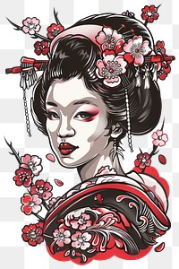 PNG Tattoo illustration of a geisha illustrated photography accessories.