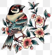 PNG Tattoo illustration of a sparrow graphics kangaroo pattern.