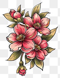 PNG Tattoo illustration of a sakura embroidery graphics pattern.