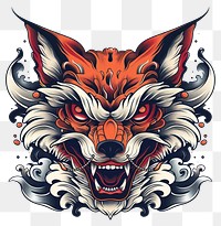 PNG Tattoo illustration of a fox mask person emblem symbol.