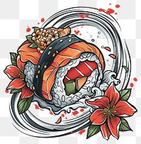 PNG Tattoo illustration of a sushi illustrated graphics pattern.