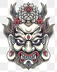 PNG Tattoo illustration of a buddhist face emblem symbol art.