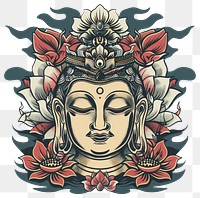 PNG Tattoo illustration of a buddhist face illustrated worship drawing.