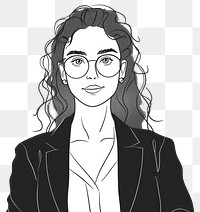 PNG Business woman drawing face illustrated.