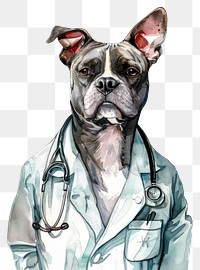 PNG Illustration dog watercolor doctor veterinarian clothing.