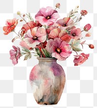 PNG Illustration vase flowers watercolor art pottery blossom.