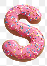 Letter S png 3D donut alphabet, transparent background