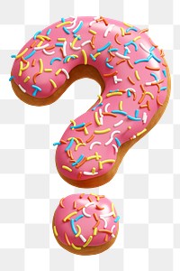 Question mark png 3D donut design, transparent background