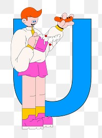 Letter U png character font, transparent background