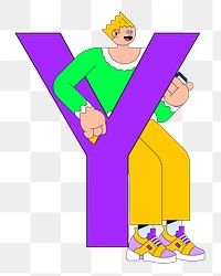 Letter Y png character font, transparent background