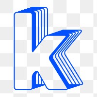 Letter k png line layer font, transparent background