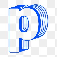 Letter p png line layer font, transparent background