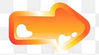 Arrow icon png cute funky orange shape, transparent background