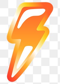 Lightning icon png cute funky orange shape, transparent background