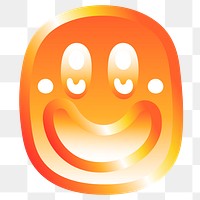 Smiling face icon png cute funky orange shape, transparent background