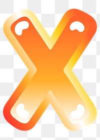 Cross mark icon png cute funky orange shape, transparent background