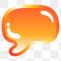 Speech bubble icon png cute funky orange shape, transparent background