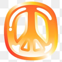 Peace icon png cute funky orange shape, transparent background