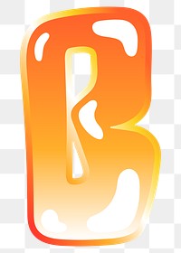 Letter b png cute funky orange alphabet, transparent background