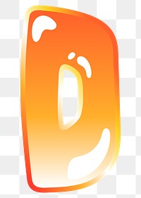 Letter d png cute funky orange alphabet, transparent background