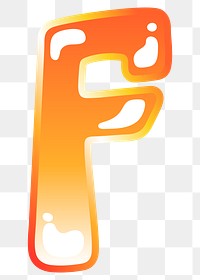 Letter f png cute funky orange alphabet, transparent background