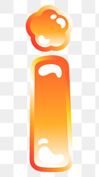 Letter i png cute funky orange alphabet, transparent background