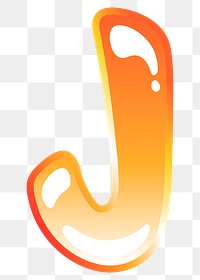 Letter j png cute funky orange alphabet, transparent background