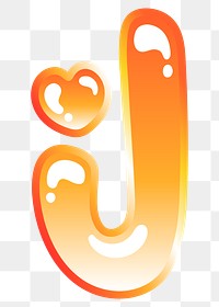 Letter j png cute funky orange alphabet, transparent background