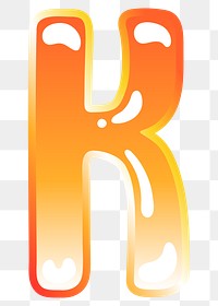 Letter k png cute funky orange alphabet, transparent background