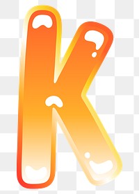 Letter k png cute funky orange alphabet, transparent background