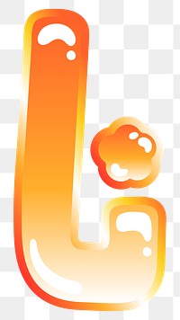 Letter l png cute funky orange alphabet, transparent background