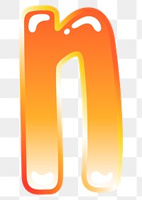 Letter n png cute funky orange alphabet, transparent background