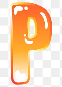 Letter p png cute funky orange alphabet, transparent background