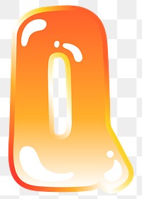 Letter q png cute funky orange alphabet, transparent background