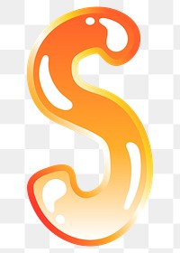 Letter s png cute funky orange alphabet, transparent background