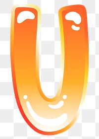 Letter u png cute funky orange alphabet, transparent background