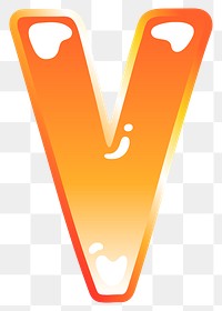 Letter v png cute funky orange alphabet, transparent background