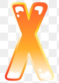 Letter x png cute funky orange alphabet, transparent background