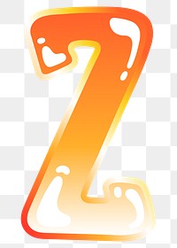 Letter z png cute funky orange alphabet, transparent background