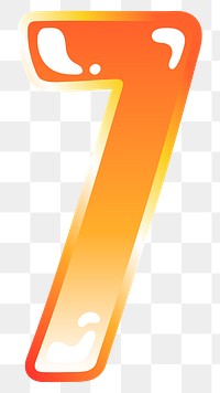 Number 7 png cute funky orange alphabet, transparent background