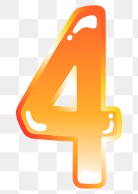 Number 4 png cute funky orange alphabet, transparent background