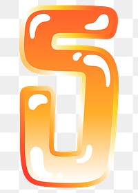 Number 5 png cute funky orange alphabet, transparent background