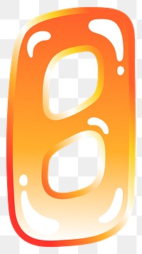 Number 0 png cute funky orange alphabet, transparent background