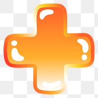 Plus sign png cute funky orange symbol, transparent background