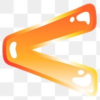 Less than sign png cute funky orange symbol, transparent background