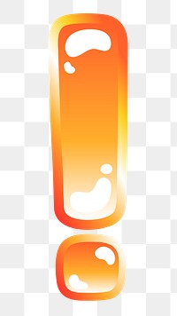 Exclamation mark sign png cute funky orange symbol, transparent background