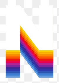 Letter n png retro colorful layered alphabet, transparent background