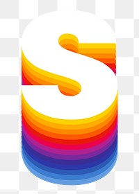 Letter s png retro colorful layered alphabet, transparent background