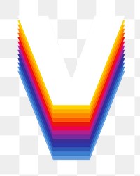 Letter v png retro colorful layered alphabet, transparent background